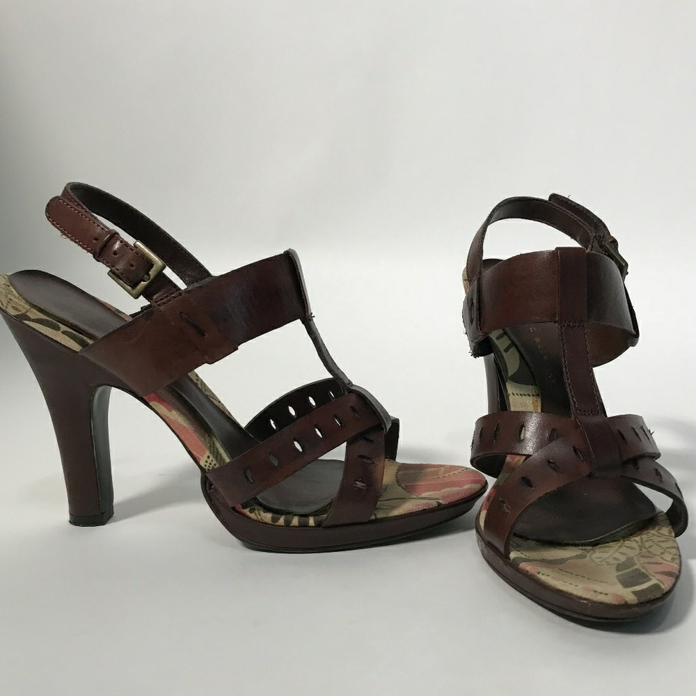‼️3 for $12‼️Chunky Brown Leather Heeled Sandals